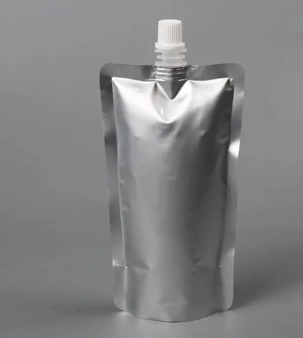 

1500pcs 150ml silver aluminum foil food grade stand up spout pouch bag#36803