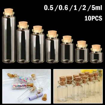 10 adet küçük cam mantarlı şişeler tıpa kavanozları 13x24mm mesaj Favor konteynerler takı büyü kavanoz küçük düğün şişeler