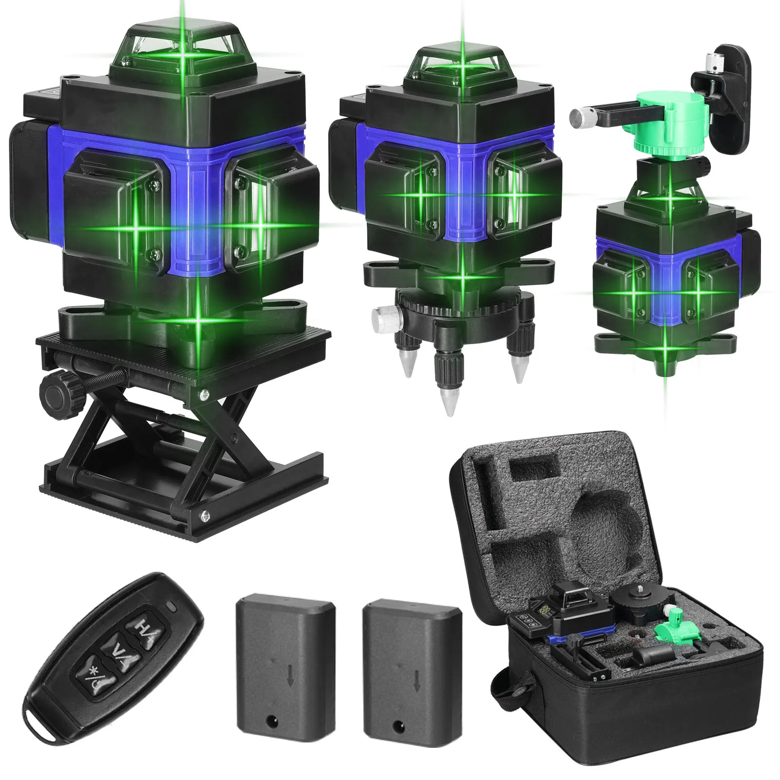 Mesin Perata Otomatis 3 ° Tingkat Laser 4D 16 Baris Alat Perata Baterai Lithium Isi Ulang USB Level Perata Horizontal Vertikal