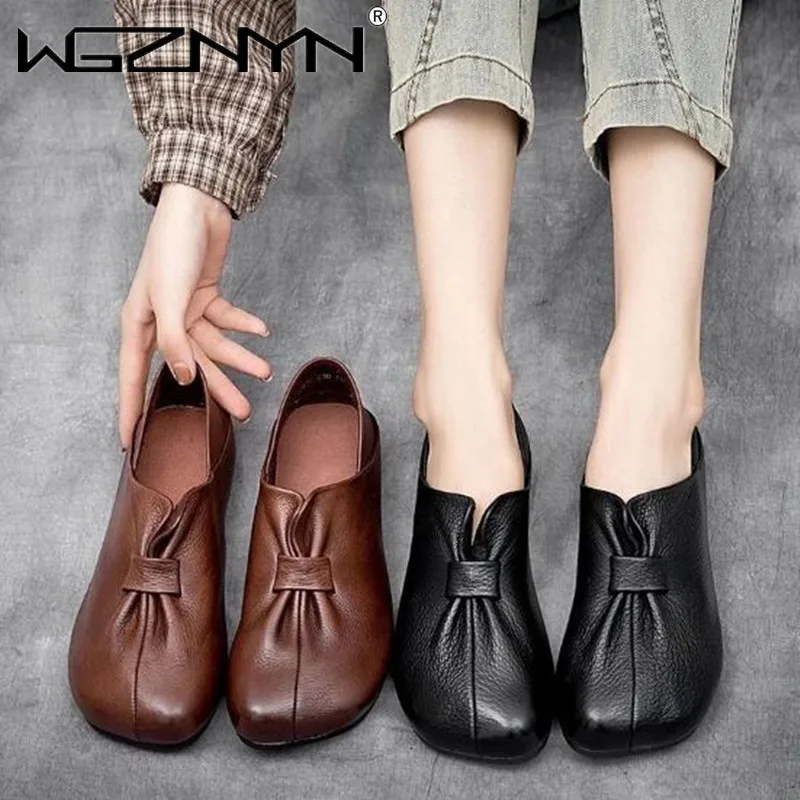 2023 Fashion Women Shoes Genuine Leather Loafers Women Casual Shoes Soft Comfortable Shoes Women Flats Shoes for Women Sneakers