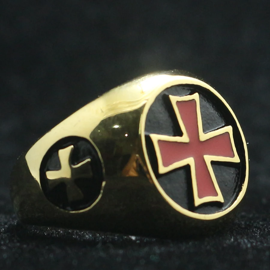 

Mens Boys 316L Stainless Steel Cool Red Cross Ring