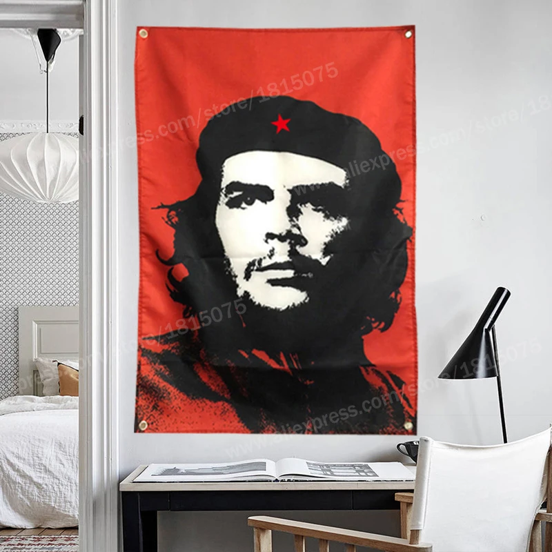 Che Guevara Cuba Flag Banner Polyester 90* 150cm Hang On The Wall 4 Grommets Custom Flag Indoor Decoration