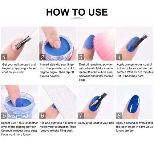 Imagen 2 del producto KADS-polvo de inmersión para uñas, polvo de purpurina colorido para decoración de uñas, secado Natural, sin lámpara, pigmento de polvo cromado francés degradado curativo