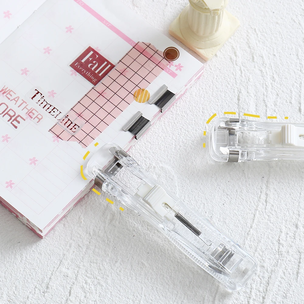 Hand Paper Clipper With Refills Metal Paper Clips For Document Binding Stationery 40 pages Folder Paperless Clip H0544