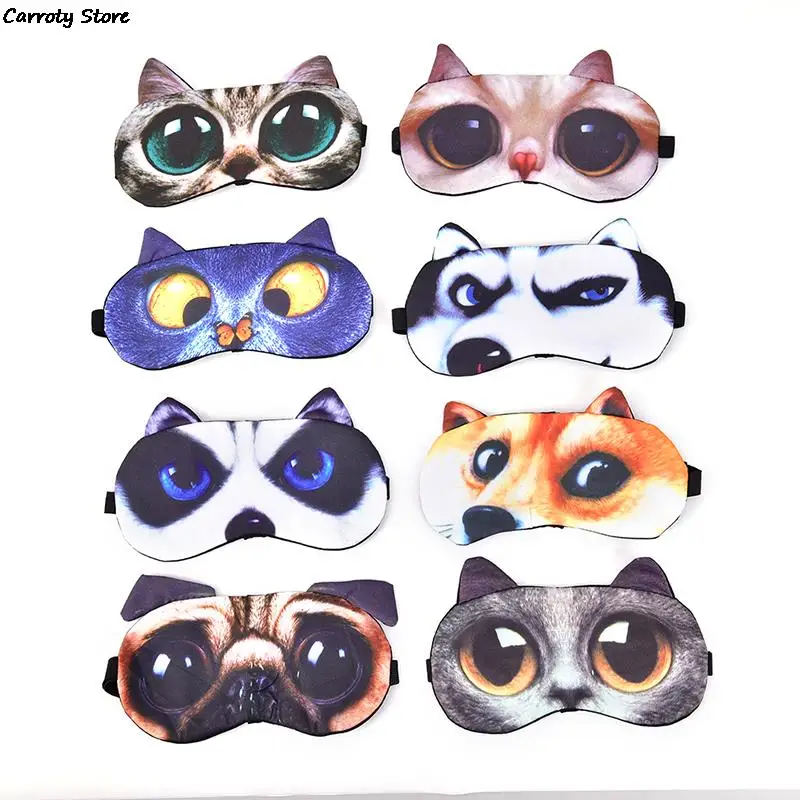 Cute Cat Dog Sleep Mask Eyeshade Cover Eye Mask Natural Sleeping Soft Blindfold Eyepatch Sleep Eyeshade Eye Cover