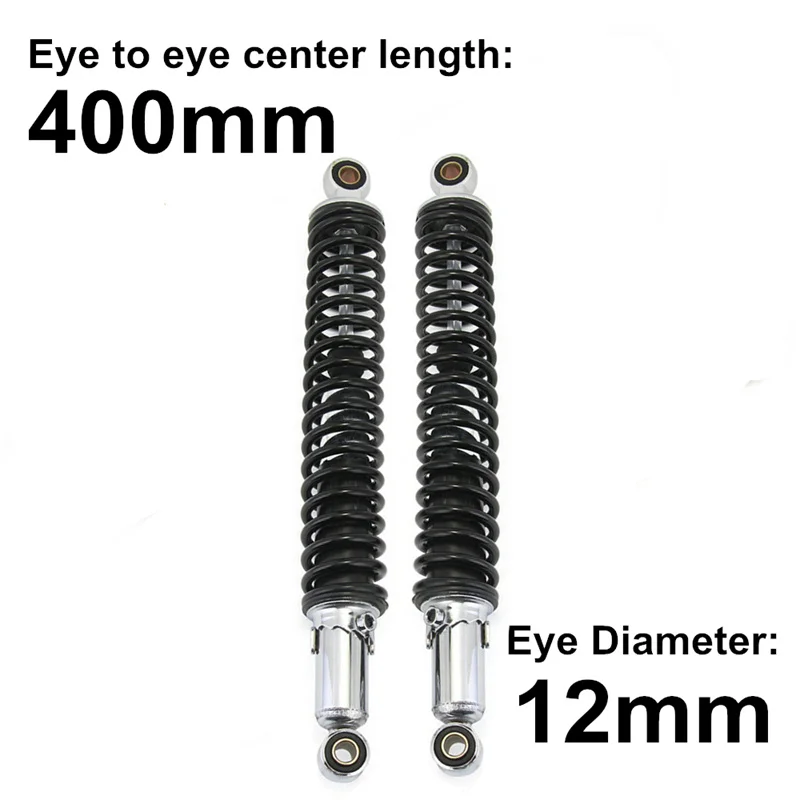 1 para 400mm 15.75 "motocyklowy amortyzator pneumatyczny tylne zawieszenie skuter ATV Quad czarny D30