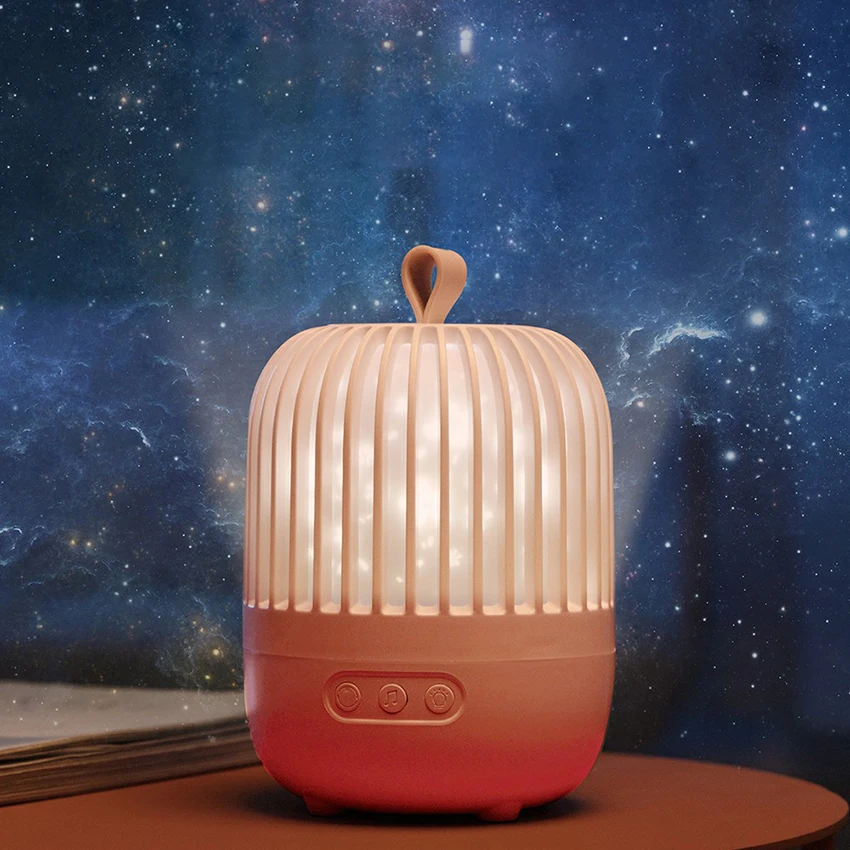 Lampada di proiezione romantica lampada da tavolo rotante proiettore decorazione luce notturna, lettore musicale per camera da letto per bambini, rosa, bianco