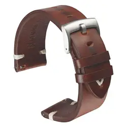 Leather Watchband Strap 18mm 20mm 22mm Quick Release Watch Strap Belt Cowhide Handmade Black Dark Brown Vintage Oil Wax Leather