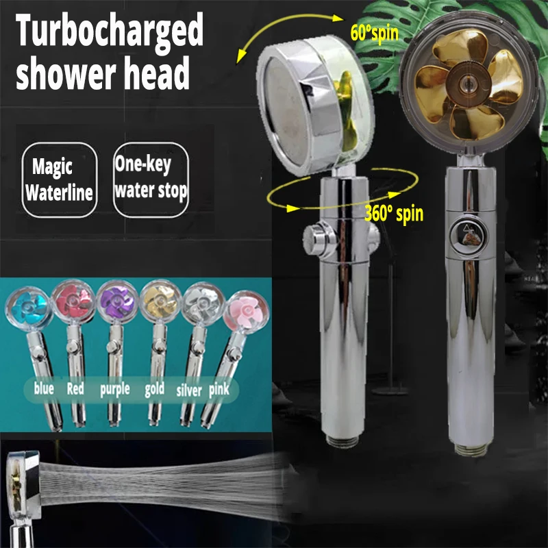 High Turbo Pressure Shower Head 360 Rotating Water Saving With Fan Handheld Shower Filter Spray Nozzle Bathroom Accessories led makeup mirror with light lamp with storage desktop rotating cosmetic mirror light adjustable dimming usb vanity mirror