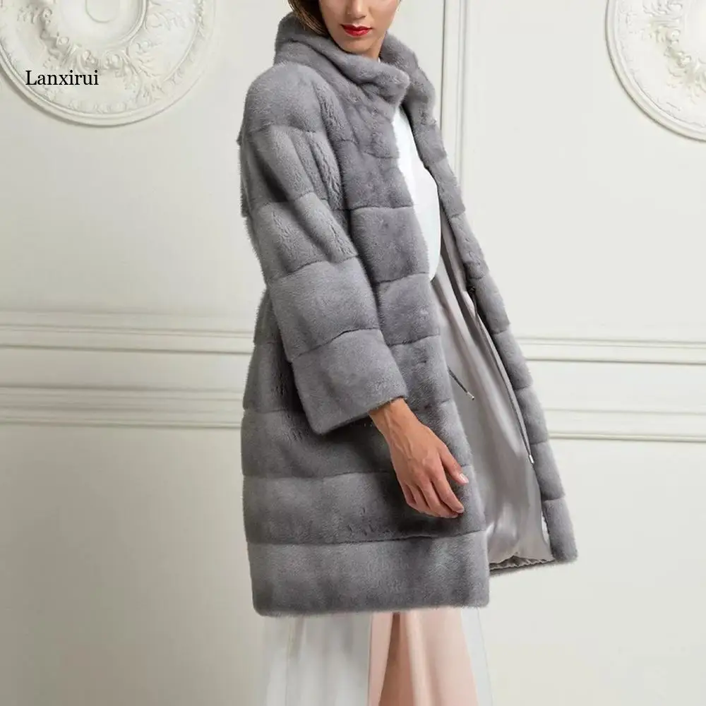 

Winter Women Mink Fur Coat fake Mink Fur Coats Genuine Winter Thick Warm High Quality Long Coats Parka Winter Fur Coat Overcoat