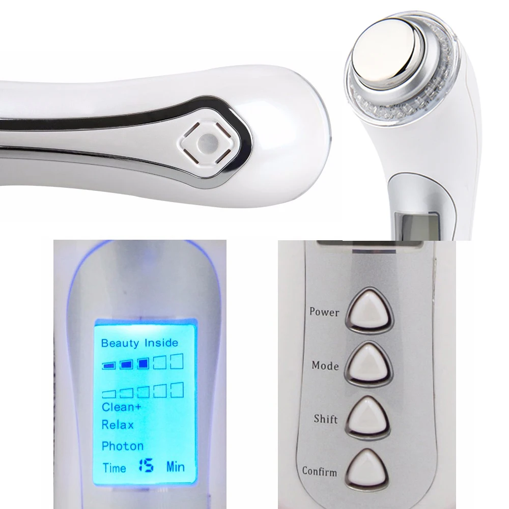 3Mhz Ultraschall Ionen LED Photon Galvanische Spa Gesichts Massager Haut Reinigung Gesicht Hebe Ultraschall Mikrostrom Schönheit Maschine