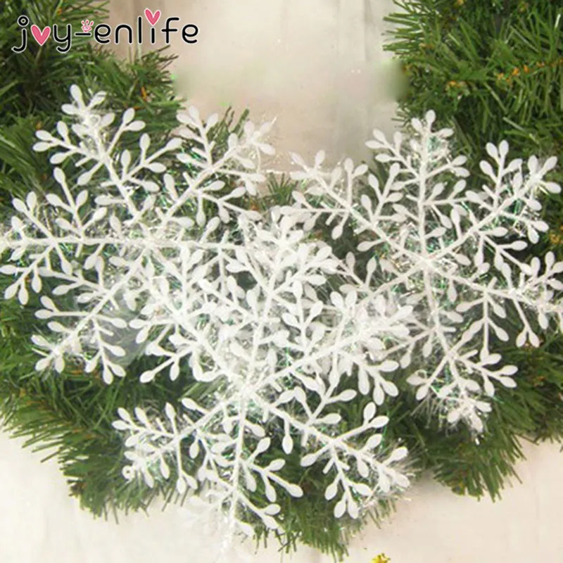 30/60/90pcs Christmas Plastic Fake Snowflake Christmas Party Hanging Pendants New Year Xmas Tree Ornaments Noel decorations 2024