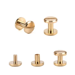 4-20MM 10Pcs Solid Brass plane Button Stud Screw Nail Rivet Screw Back Leather Belt for Sewing Handmade DIY Accessories Material