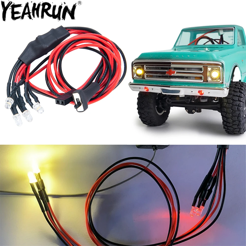 YEAHRUN RC Car Headlight Front Bumper Light LED Fog Lights Bright Lamp for 1/24 Scale Axial SCX24 RC Crawler Car