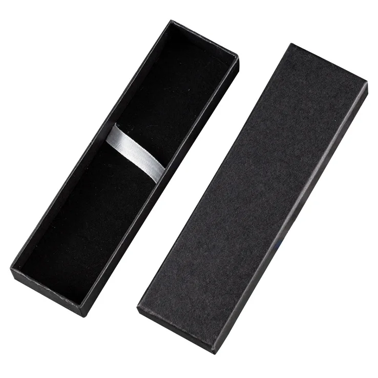 Neutral Pen Ballpoint Pen Box Rectangular Pen Box Cover Box Paper Flannel Black Carton Lettering Pen Special Gift Box