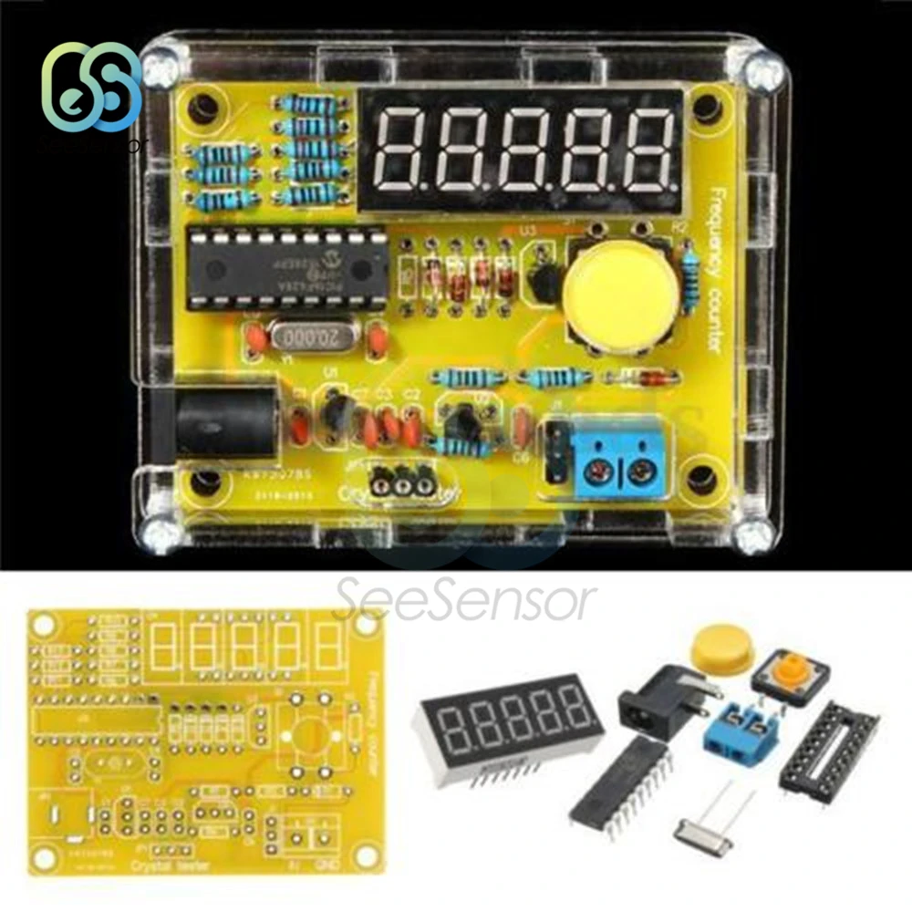Kits de Medidor de Frequência Oscilador de Cristal Faça Você Mesmo 1hz50mhz Módulo Testador de Frequência Digital de Led com Capa de Acrílico