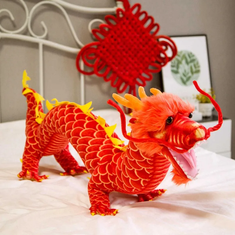 80cm Hohe Qualität Chinesischen Drachen Plüsch Spielzeug Weiche Stofftier Rot/Gelb Drachen Puppe Maskottchen Spielzeug Neue Jahr geschenk Kinder Vorhanden