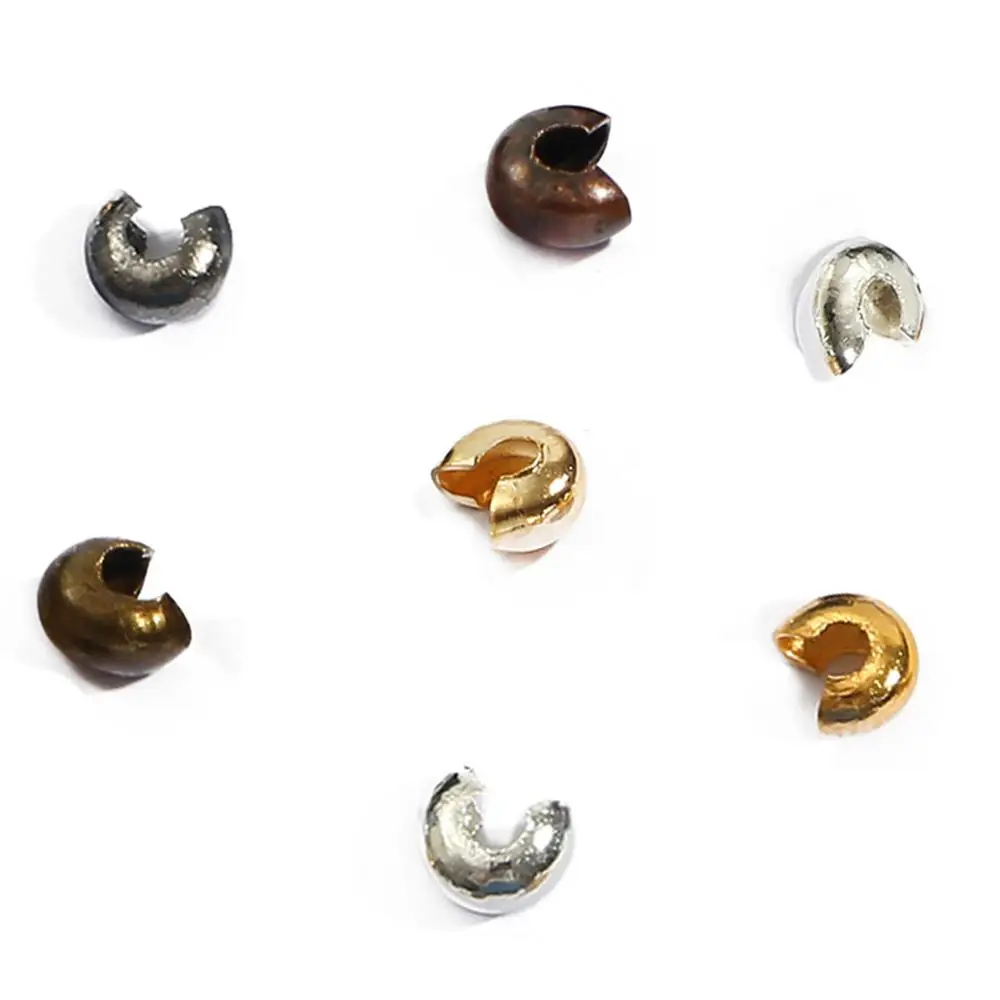 100pcs/Lot Iron Round Covers Crimp End Opening Beads Dia 3 4 5 mm Stopper Spacer Beads For DIY Jewelry Making Findings Supplies