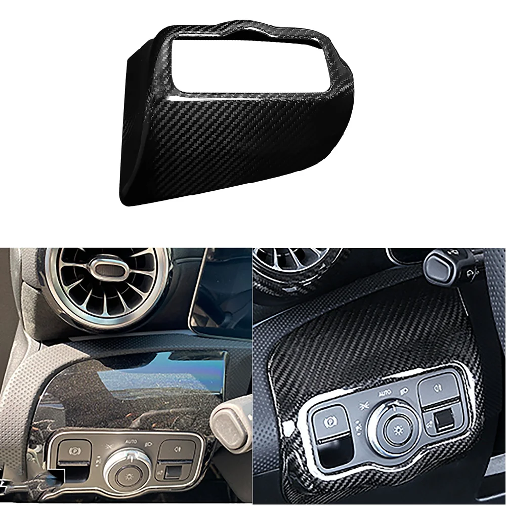 

Carbon Fiber Inner Headlight Switch Button Panel Frame Cover Trim For Mercedes BENZ 2020 W118 CLA / A-Class CLA200 CLA260 A180