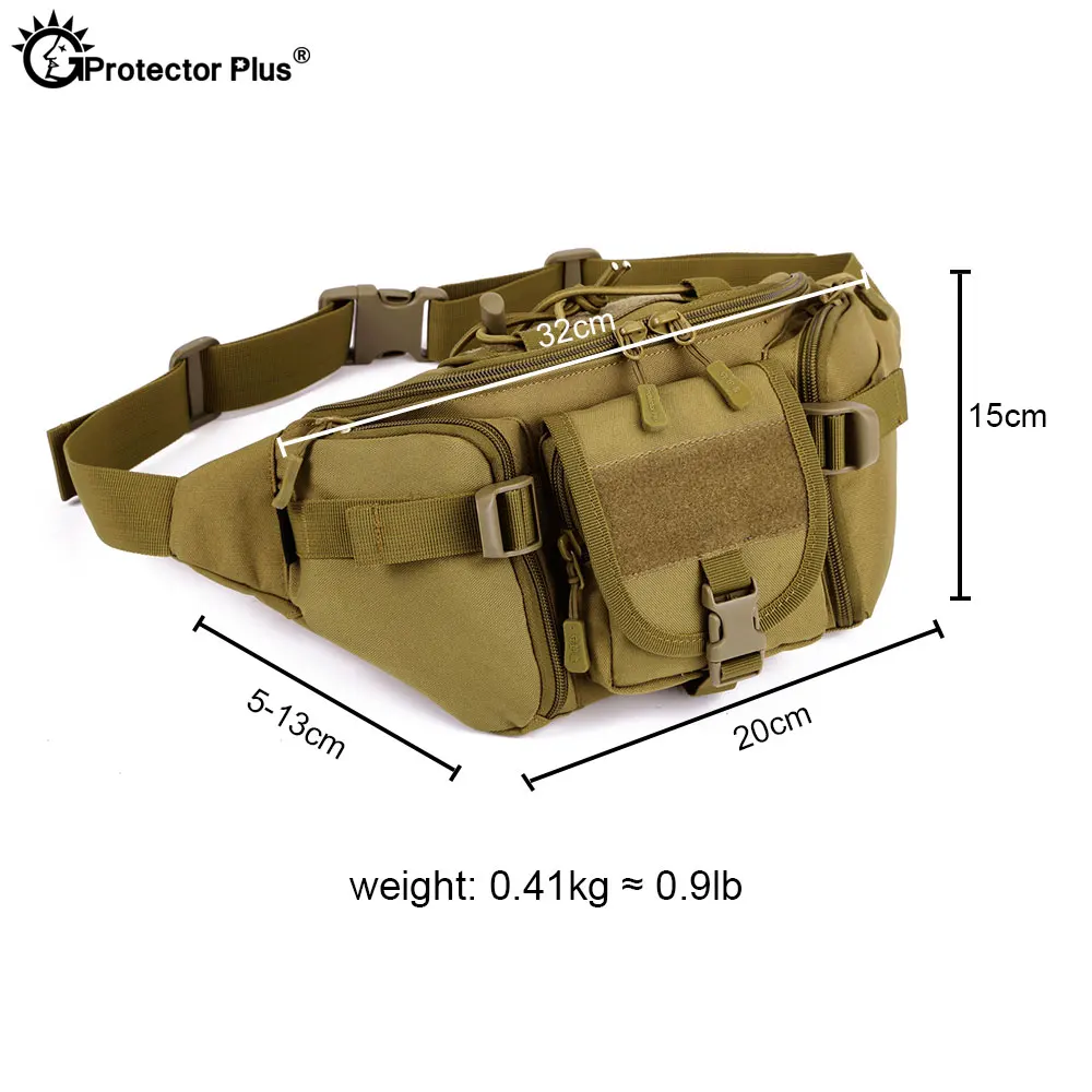 PROTECTOR PLUS Tactical Climbing Bag MOLLE System Camping bag Waterproof Camo Waist bag Outdoor Fishing Sports Cycling