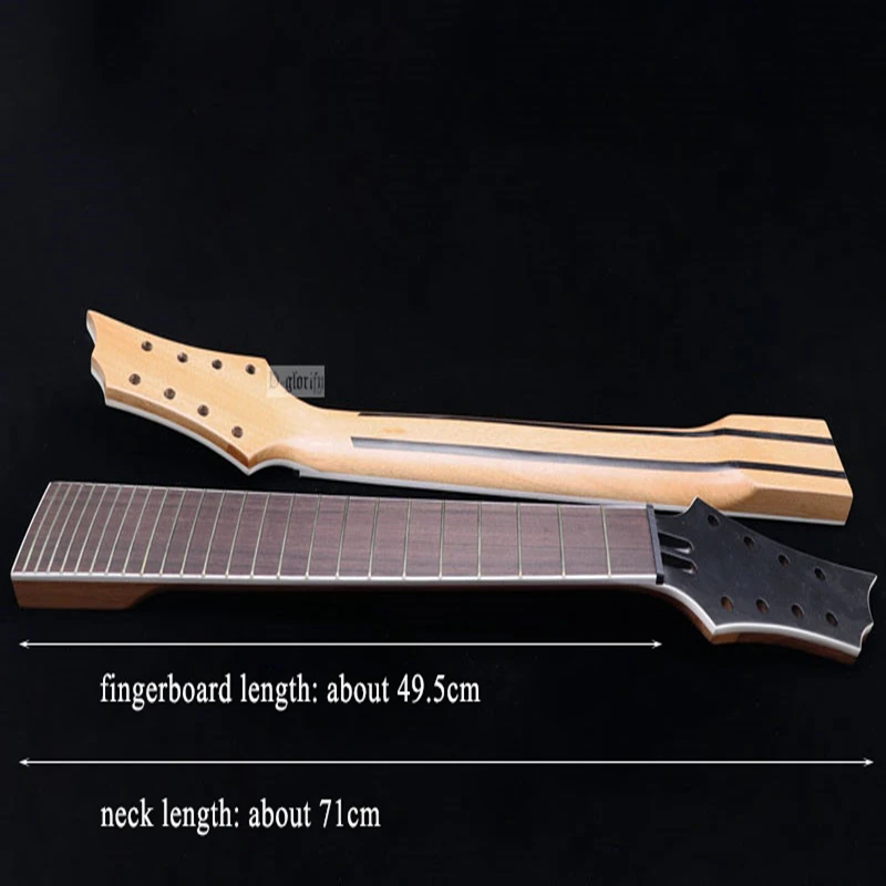 DIY Electric Guitar Neck with Rosewood Fingerboard, Mahogany Neck Assembly, 24 Fret, Accessories Part, 8 Strings