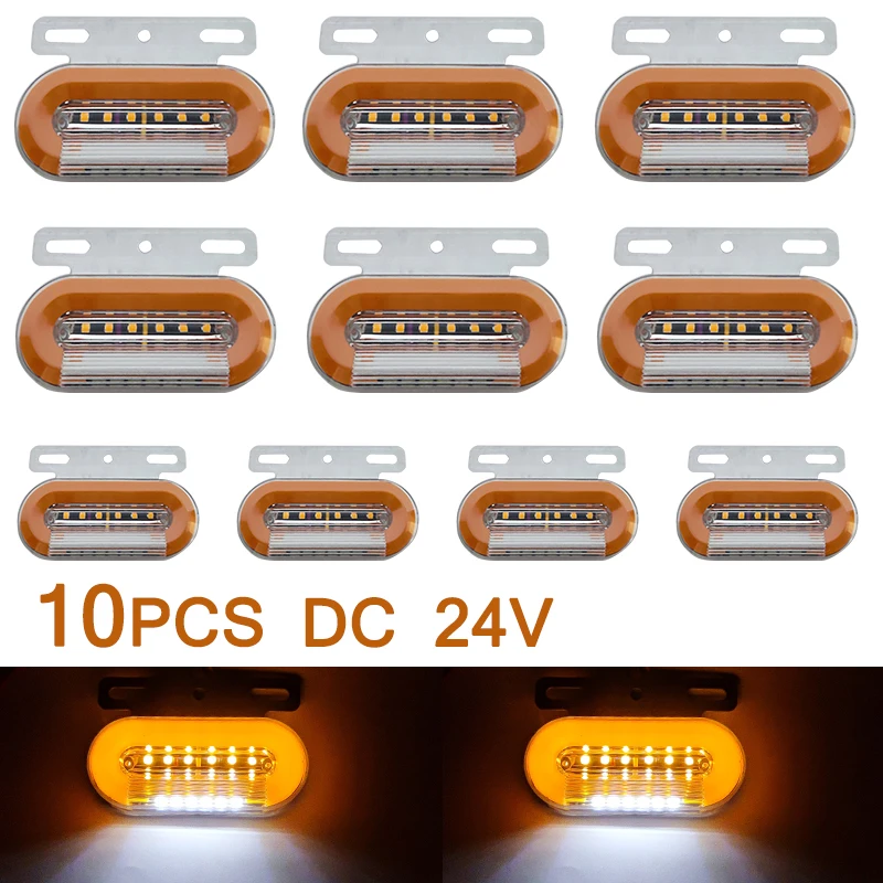 10pcs 24V Car Truck Side Marker Lights Signal Indicator Lamp Warning Tail Light 3 Modes Trailer Lorry Scania Truck Accessories