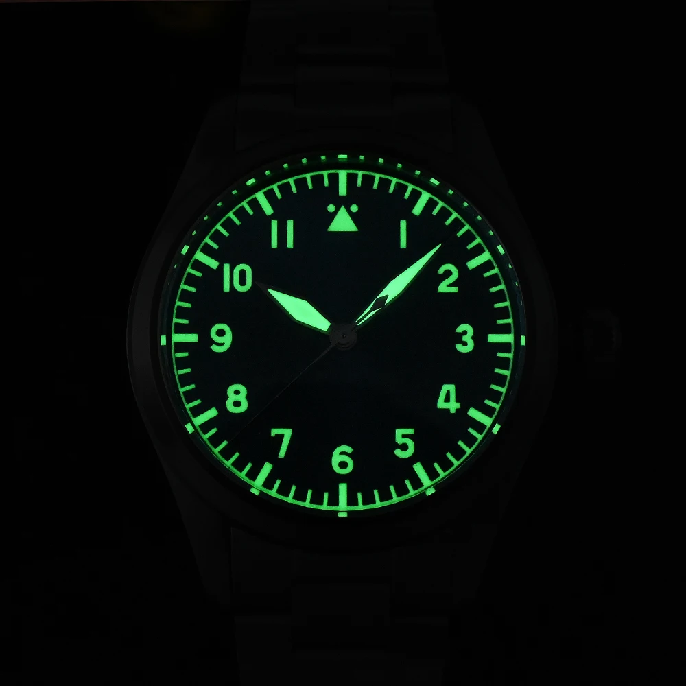 Imagem -06 - San Martin-relógio Mecânico Automático Masculino Relógios Piloto Luminosos Estilo Simples Moda Militar Nh35 Nh55a 39 mm 20 Bar Impermeável