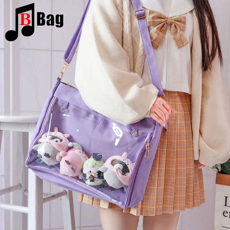 Animation Japanese Sweet Lolita Bag Harajuku Canvas Handbag Shoulder Bag JK Itabag Cosplay Stuffed Doll Bag student bag gift