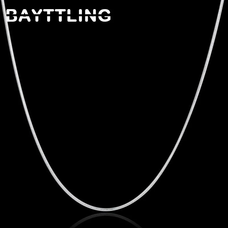 BAYTTLING-collar de plata de ley 925 para mujer, cadena de serpiente de 1MM, 3MM, 16/18/20/22/24/26/28/30 pulgadas, regalo de joyería de boda