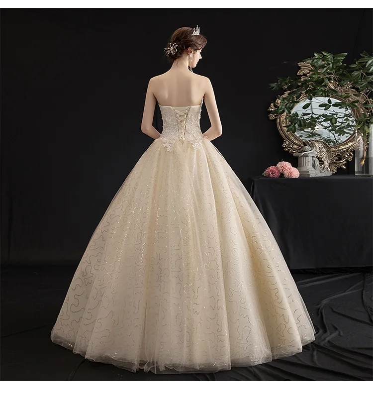 Robe de mariée Sexy dubaï, sans bretelles, coréen, à bas prix, 7 robes de mariée en dentelle, printemps, nouvelle collection, 2020