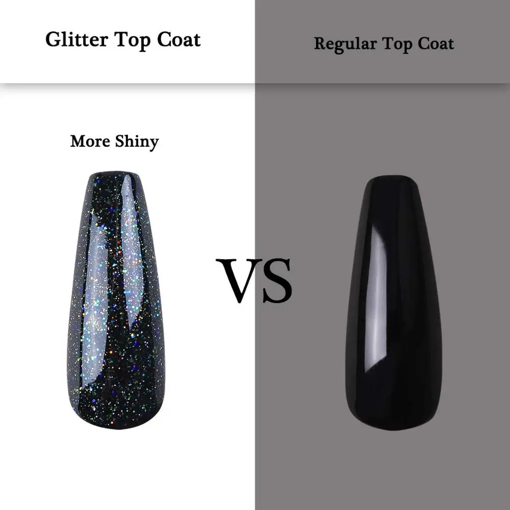 Makartt Glitter Top Coat 10ML, High Gloss Shiny Long Lasting Top Gel for Clear Nail Gel and Acrylic Nails  DIY Supplies