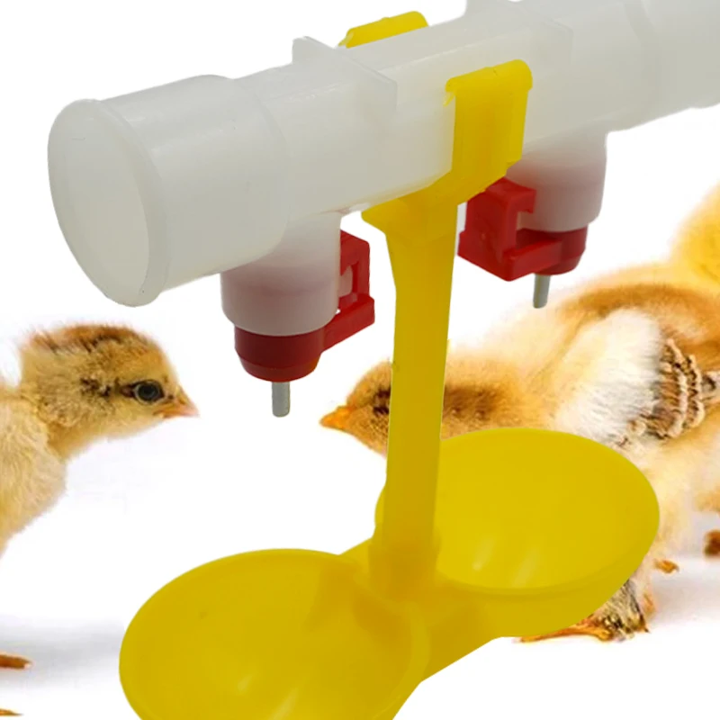 1Pcs Chicken Double Nipple Drinker Bowl Automatic Waterer Fountain Poultry Chick Drinking Hanging Cup Feeding Supplies