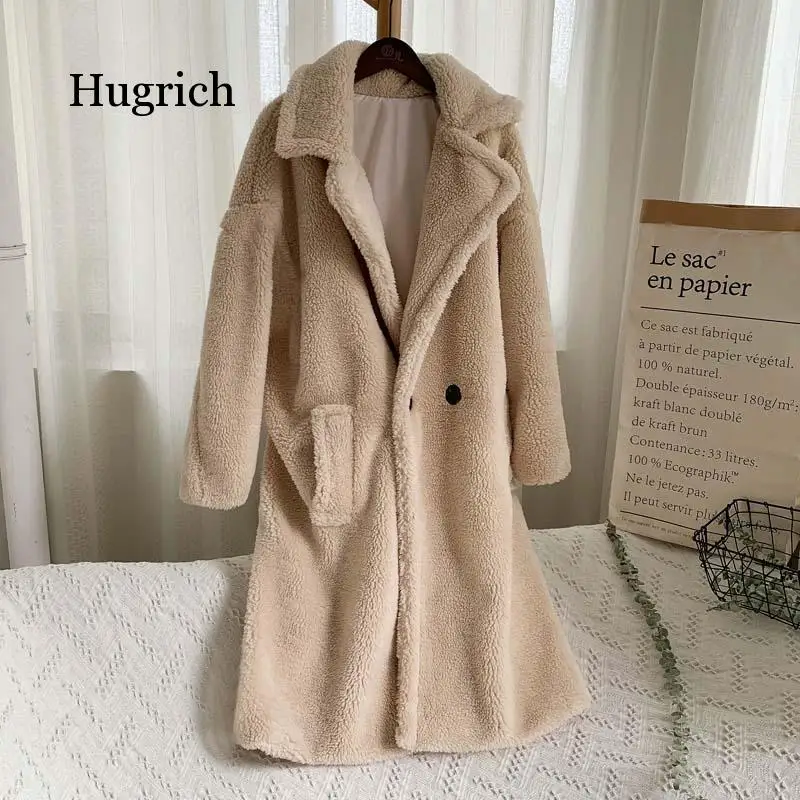 Pink Long Teddy Bear Women Winter 2020 Thick Warm Oversized Chunky Outerwear Overcoat Women Faux Lambswool Fur Coats