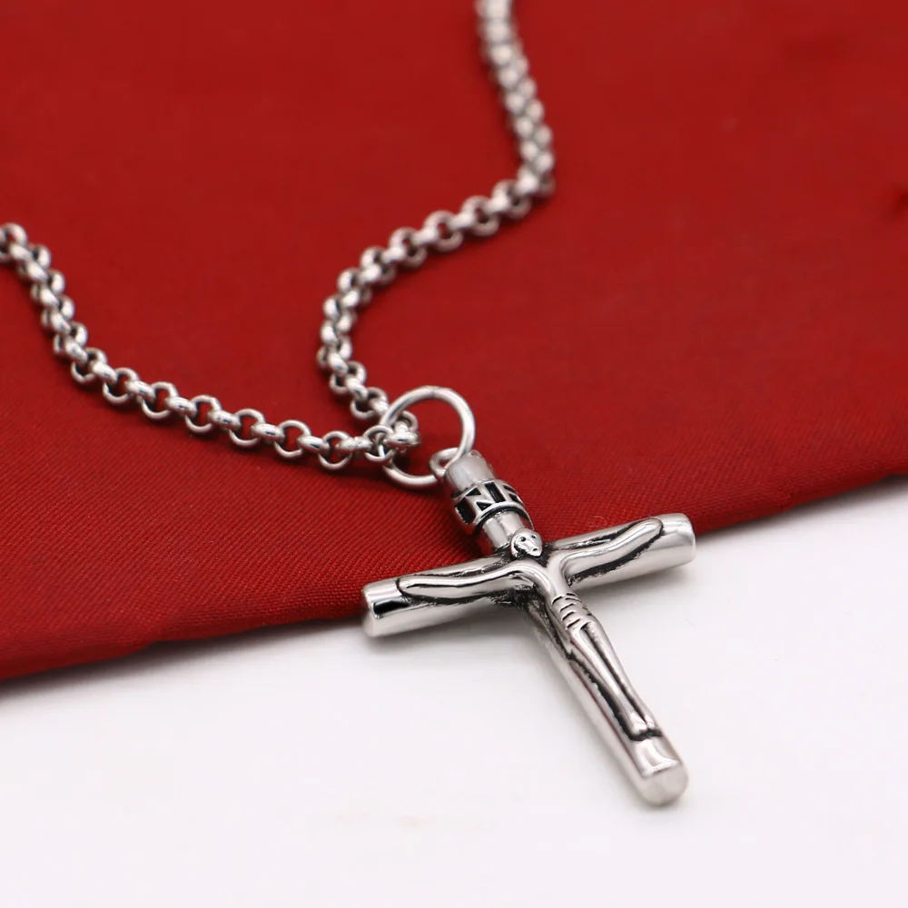 

Антикварное однотонное серебро 925 пробы, модное 2020, новое классическое мужское ожерелье с крестом, женское ожерелье с подвеской на цепочке для свитера для мужчин, ювелирные изделия, подарок