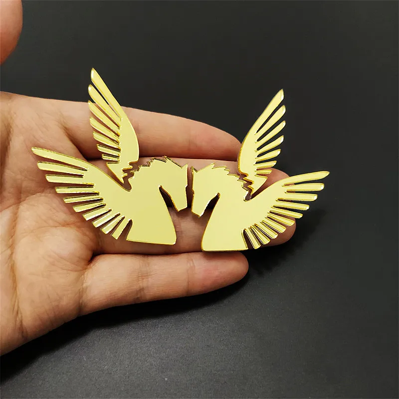 KUGUYS Flying Horse Pegasus Big Stud Earrings for Women Mirror Acrylic Gold Color Fashion Jewelry HipHop Hyperbole