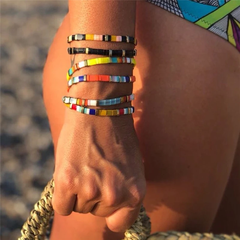 New Bohemia Tila Miyuki Bracelet For Women Trendy Rainbow Handmade Tile Seed Bead Bracelets Female BOHO Jewelry Friendship