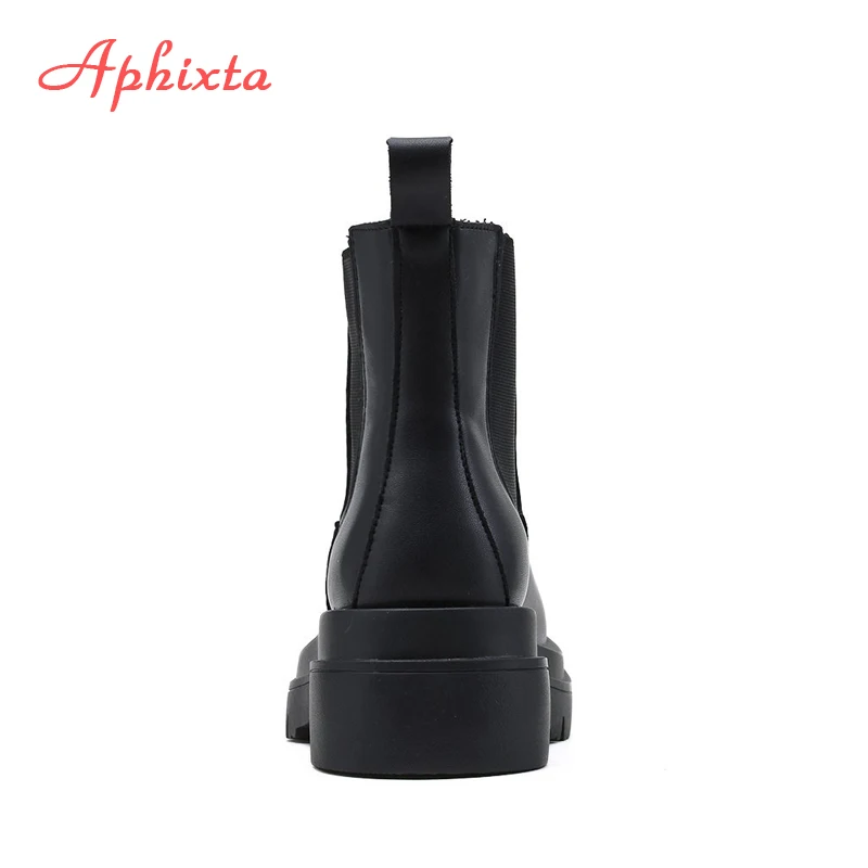 Aphixta Plus Large Szie 42 43 stivali donna elastico 5cm tacco grosso antiscivolo piattaforma moda stivaletti scarpe donna barche