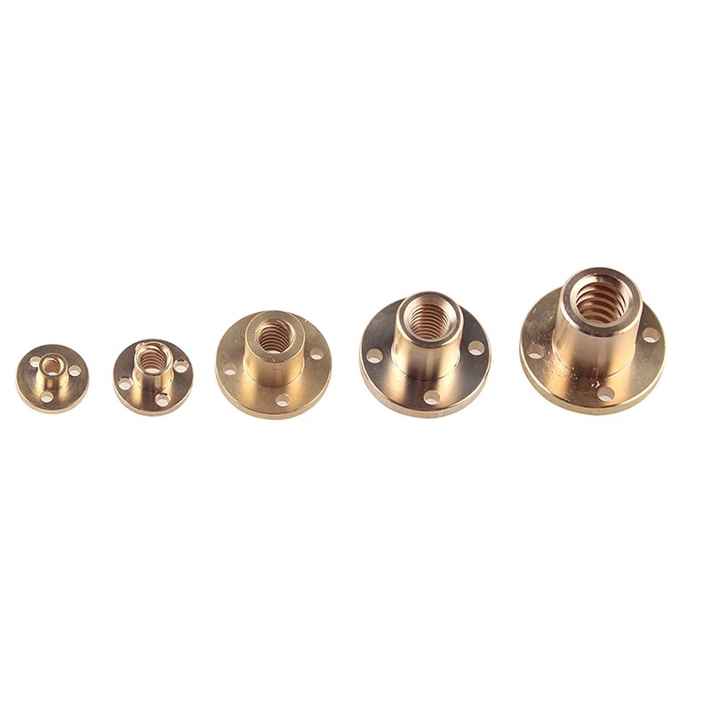 T5 T6 T8 T10 T12 T16 T20Lead Screw Nut Pitch 1mm/2mm Flange Brass Nut Lead1/2/4/8/10/12mm/14mm Trapezoidal LeadScrew Nut For Cnc