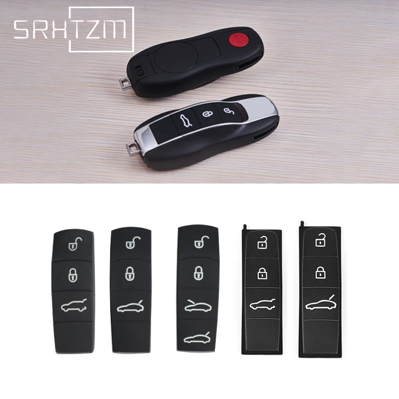 Replacement Rubber Button Car Remote Key For Porsche 9ya Cayenne 971 Panamera Key Shell 3 Button Remote Key Fob Case Rubber Pad