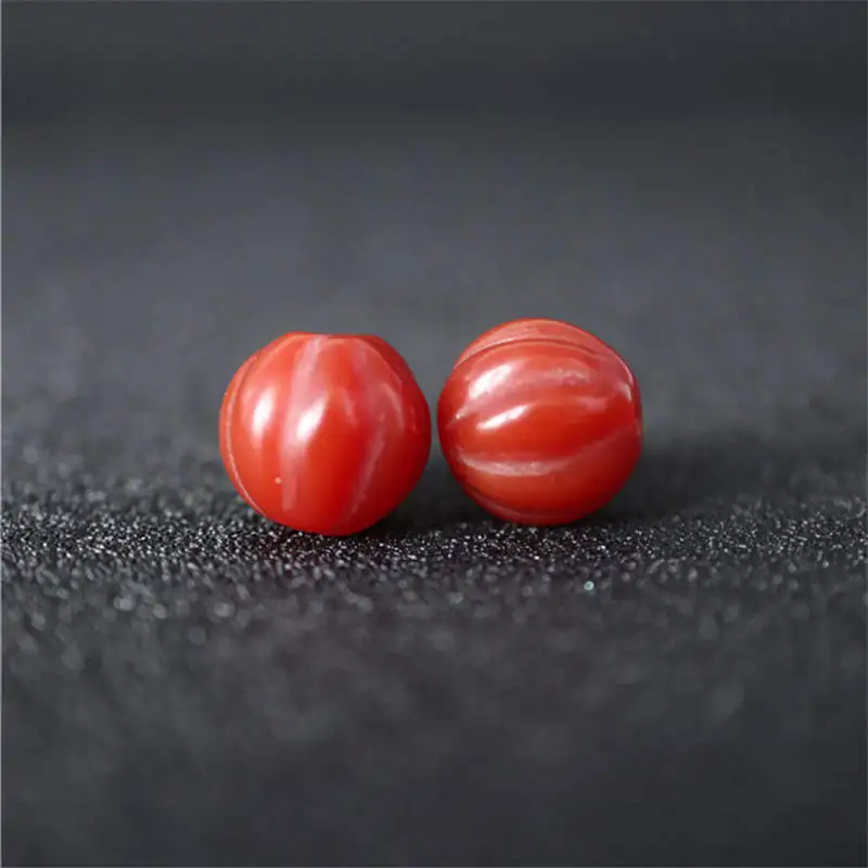 Natural Red Agate Round Lanterns Beads Carved Pumpkin Loose Beads 8/10/12/14/16/18/20mm Melon Stone Beads TSB0456