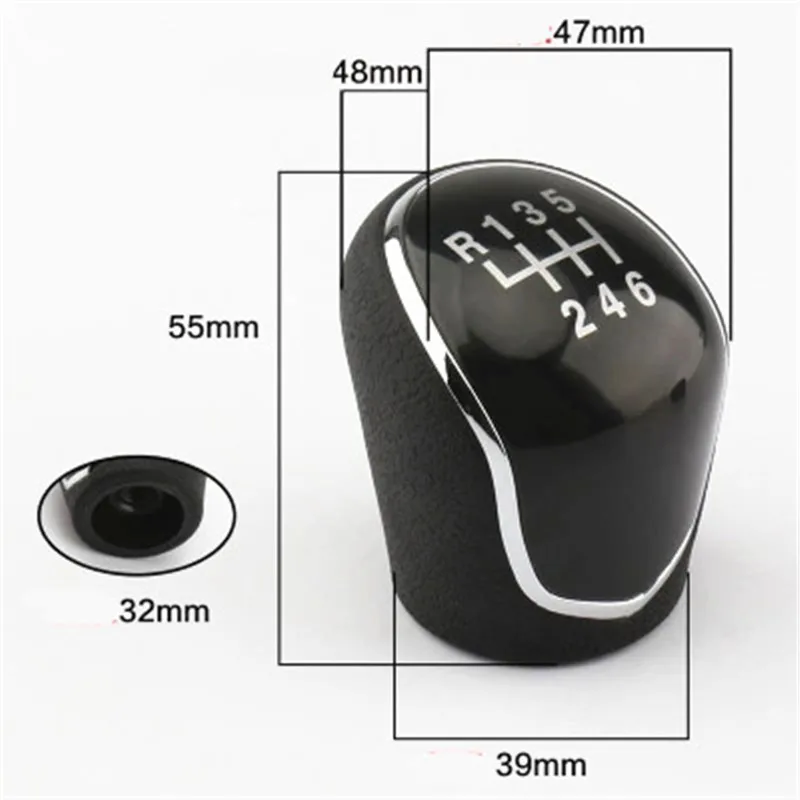 Chrome 6 Speed Manual Gear Shift Knob Shifter Stick Lever Handball Head For Hyundai IX35 2012 2013 2014 2015 2016