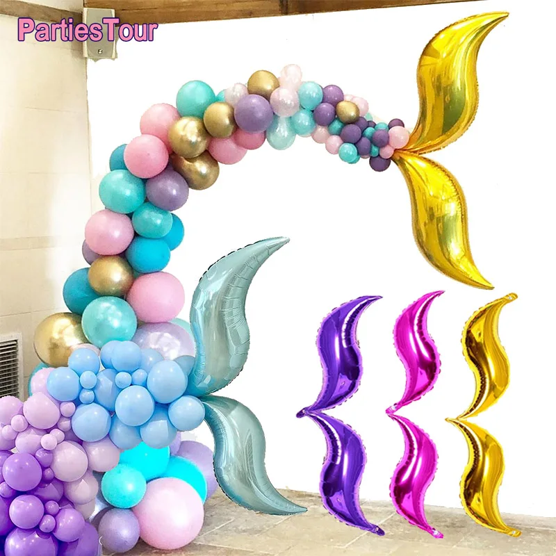 2 Stück 18 24 36 Zoll Meerjungfrau Party Ballon Girlande S Form Luftballons Meerjungfrau Schwanz Kurve Flachfolienballon 1. 2. Kindergeburtstag Party – Detail 1