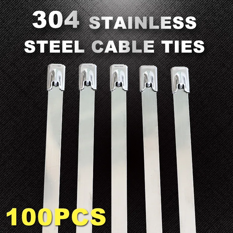 

LIKOU 304 Stainless Steel Cable Ties 4.6mm Metal Zip Ties Multi-Purpose Locking Cable 4.6mm Self-Locking Exhaust Wrap 100PCS