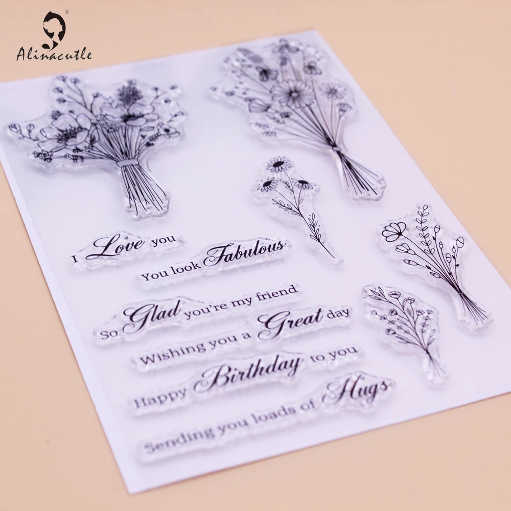 Alinacutle CLEAR STAMPS Bunch Of Flower Scrapbooking Card Album Paper Craft Rubber Transparent Silicon Clear Stamp