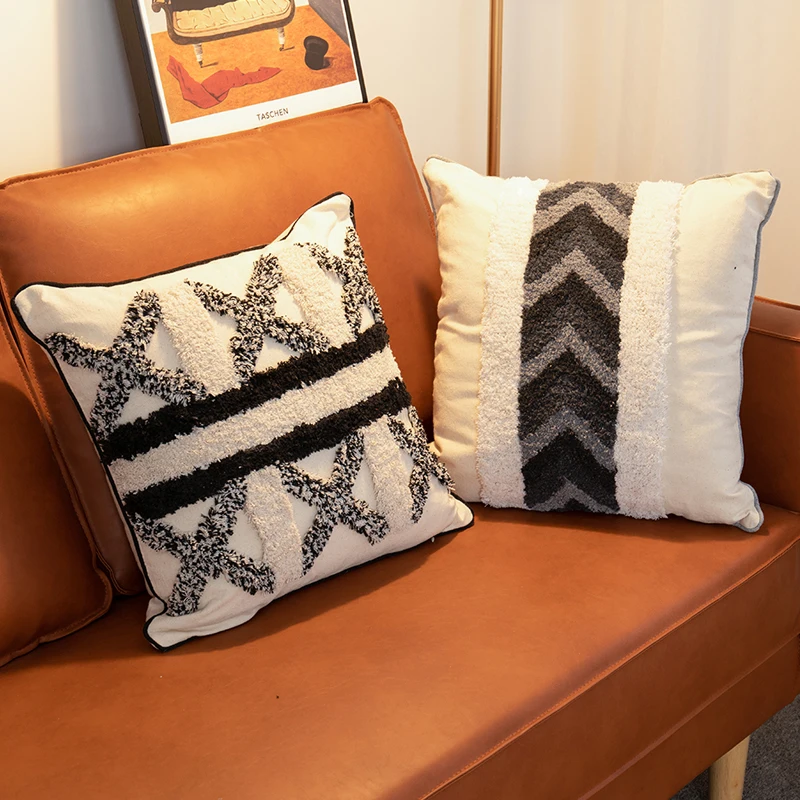 

Cotton Cushion Cover 45x45cm/30x50cm Neutral Decoration Pillow Cover Handmade Boho Style For Sofa Couch Living Room Bed Room