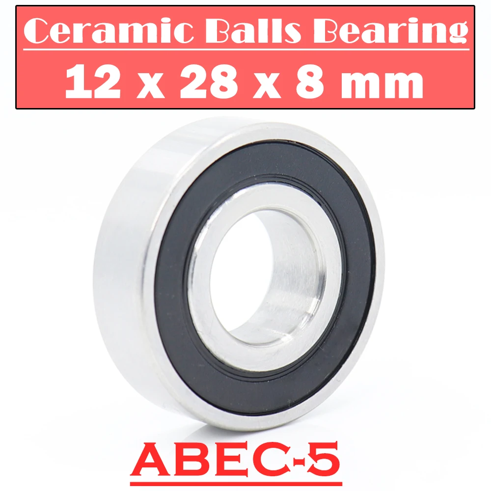 6001RS hybrydowe łożysko ceramiczne 12*28*8mm ABEC-5 ( 1 PC) dolne klamry do rowerów części zamienne 6001 RS 2RS Si3N4 łożyska kulkowe 6001-2RS