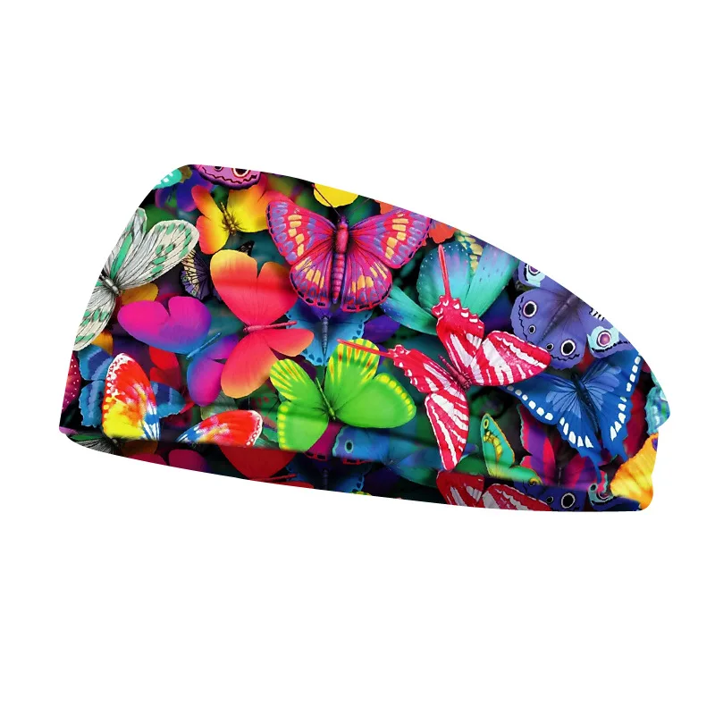 Bohemia Beautiful Butterfly Print Wide Stretch Women Yoga Headbands Headpiece Headwrap Headwear Bandage Hair Bands Bandana