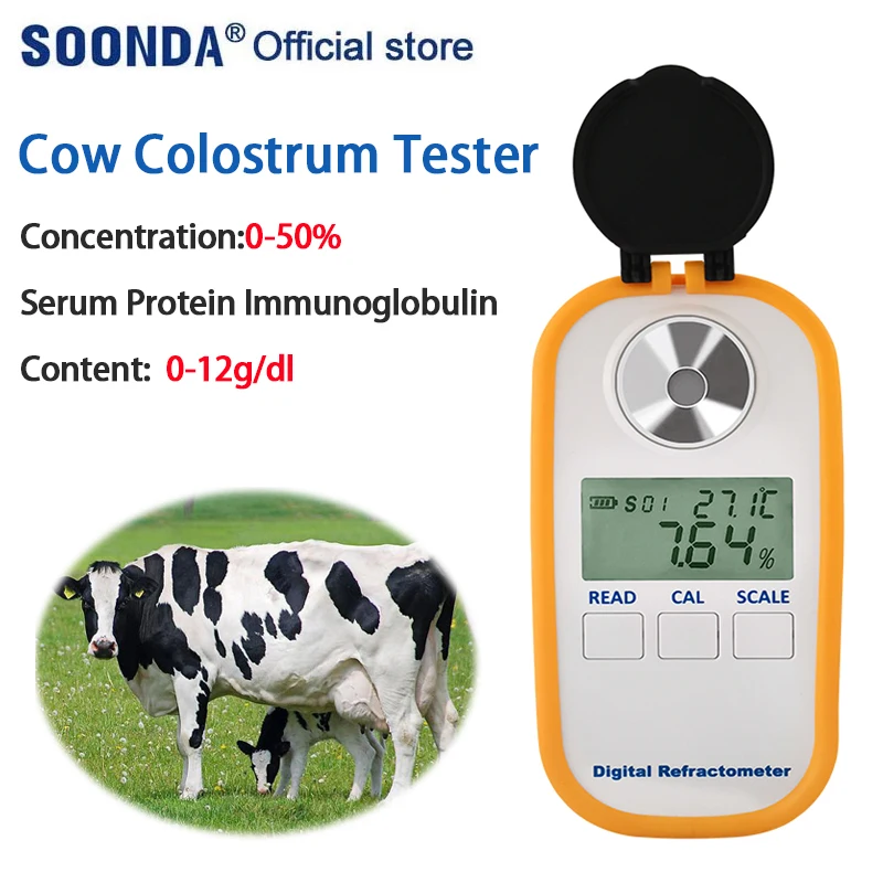 

Digital Refractometer Dairy Cow Colostrum Concentration Meter Detector Tester Serum protein immunoglobulin content tester Meter