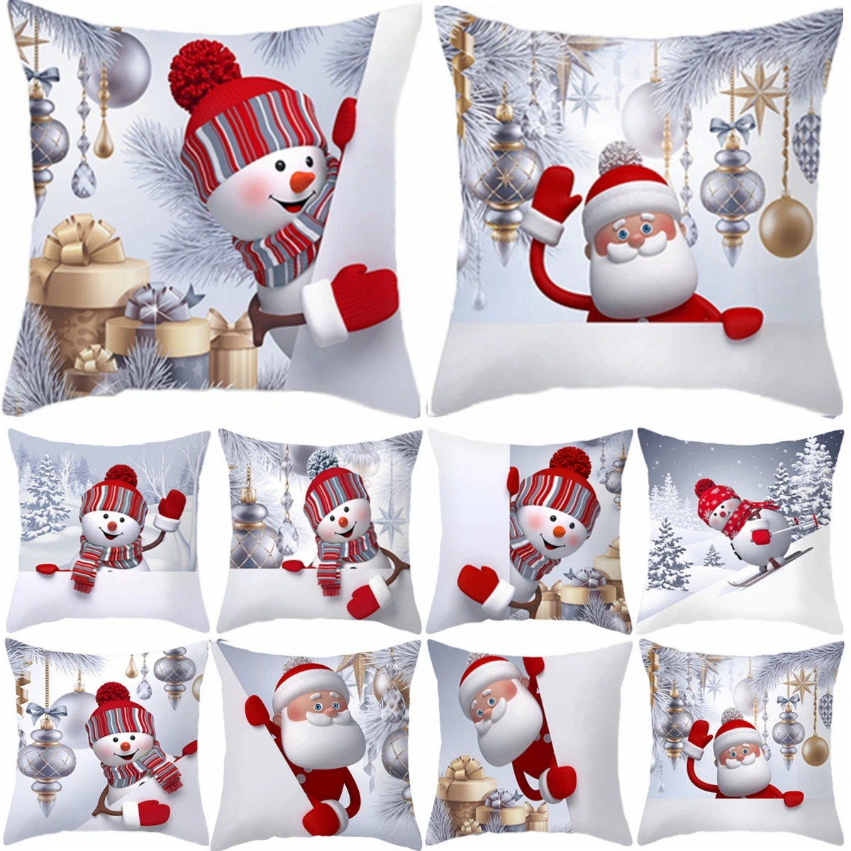 Merry Christmas Cushion Cover Christmas Decorations for Home 2023 Christmas Ornaments Xmas Navidad Gifts Happy New Year 2024