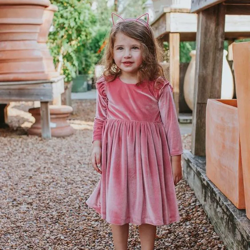 Mother daughter dresses Mom and me Women kids girl  Autumn Velvet  Long Sleeve Mother Daughter Dresses princess Family matching